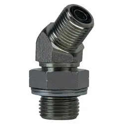 Crafted Midland Metal FS7102-04-04-NWO 45-deg Elbow, 1/4-in Male O-Ring Face Seal x 1/4-in Male BSPP, Steel