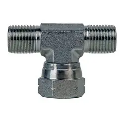 Midland Metal 9342-06-06-06 Swivel Run Tee, 3/8-in Male BSPP x 3/8-in Male BSPP x 3/8-in, Steel Premium