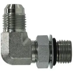 Fresh Stock Midland Metal 6801NWO65 90-deg Elbow, 3/8-in Male JIC x 5/16-in Male Adjustable O-Ring Boss, Steel