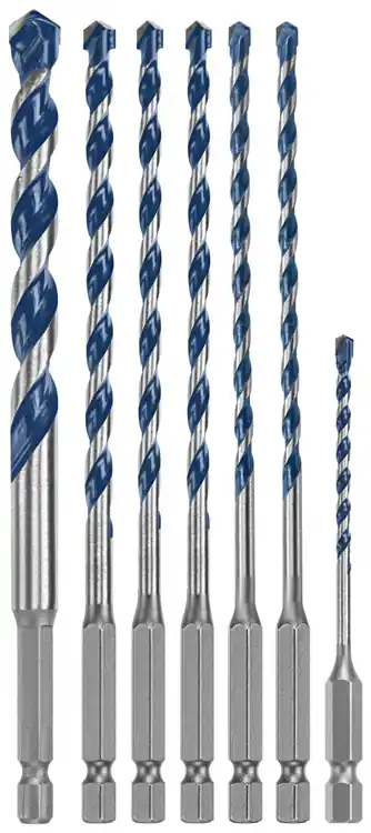 Authentic Bosch BXH7S 7 pc. Blue Xtreme Carbide Hammer Drill Bit Set (7 Pack)