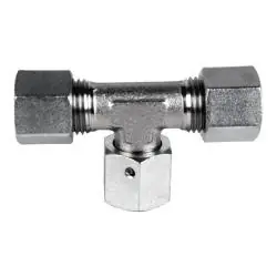 Secure Checkout Midland Metal D6600-L15-L15-L15 Swivel Branch Tee, L15 Metric Bite Type x L15 Metric Bite Type x L15 Female Metric Swivel, Steel