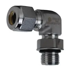 Midland Metal Mid-Lok Mid-Lok SSC680166 90-deg Elbow, 3/8-in Tube x 3/8-in Male Adjustable O-Ring Boss, Stainless Steel Budget