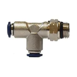Midland Metal 20181NA Swivel Male Run Tee, 3/8-in Push-to-Connect x 1/2-in Male Global Thread Swivel x 3/8-in Push-to-Connect, Brass, Nickel-Plated Affordable
