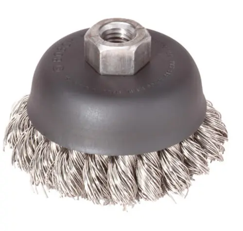 Bosch WB504 3 In. Wheel Dia. 5/8 In.-11 Arbor Stainless Steel Knotted Wire Single Row Cup Brush Buy Today