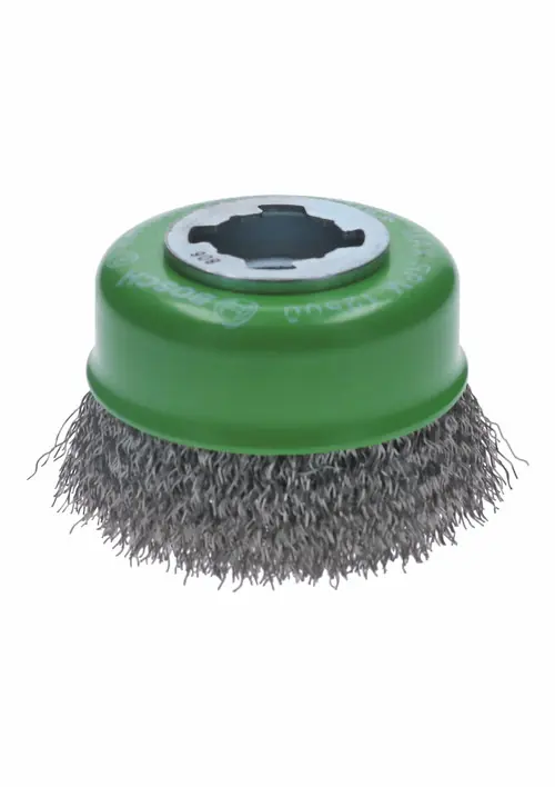 Bosch WBX319 3 In. Wheel Dia. X-LOCK Arbor Stainless Steel Crimped Wire Cup Brush In Demand