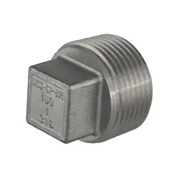Midland Metal 63659MS SP-114 Cored Square Head Plug, 2-1/2-in MPT, 316 Stainless Steel New Release
