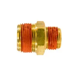 Premium Midland Metal P-306-R-64-VS Reducing Hex Pipe Nipple with Sealant, 3/8-in Male NPTF x 1/4-in Male NPTF, Brass