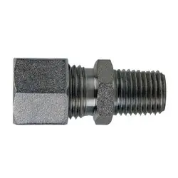 Low Price Midland Metal D2404-S08-04 Male Pipe Adapter, S08 Metric Bite Type x 1/4-in Male NPTF, Steel, Trivalent Chromium Zinc-Plated