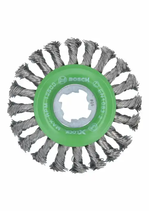 Bosch WBX429 4-1/2 In. Wheel Dia. X-LOCK Arbor Stainless Steel Full Cable Knotted Wire Wheel Special Discount
