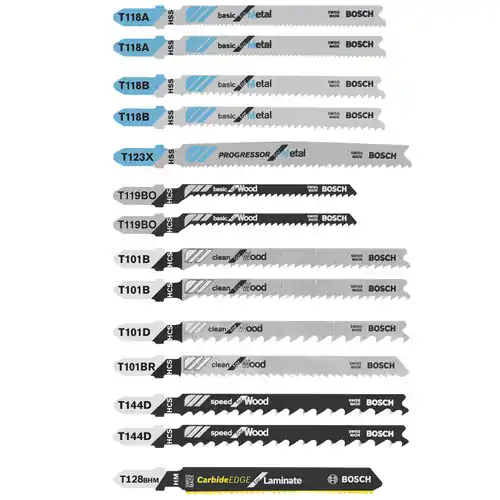 Bosch T14C 14 pc. T-Shank Jig Saw Blade Set for Laminate/Wood/Metal (14 Pack) Reduced Price