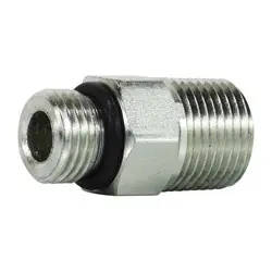Last Chance Midland Metal 640168 Straight Adapter, 3/8-in Male O-Ring Boss x 1/2-in Male NPTF, Steel