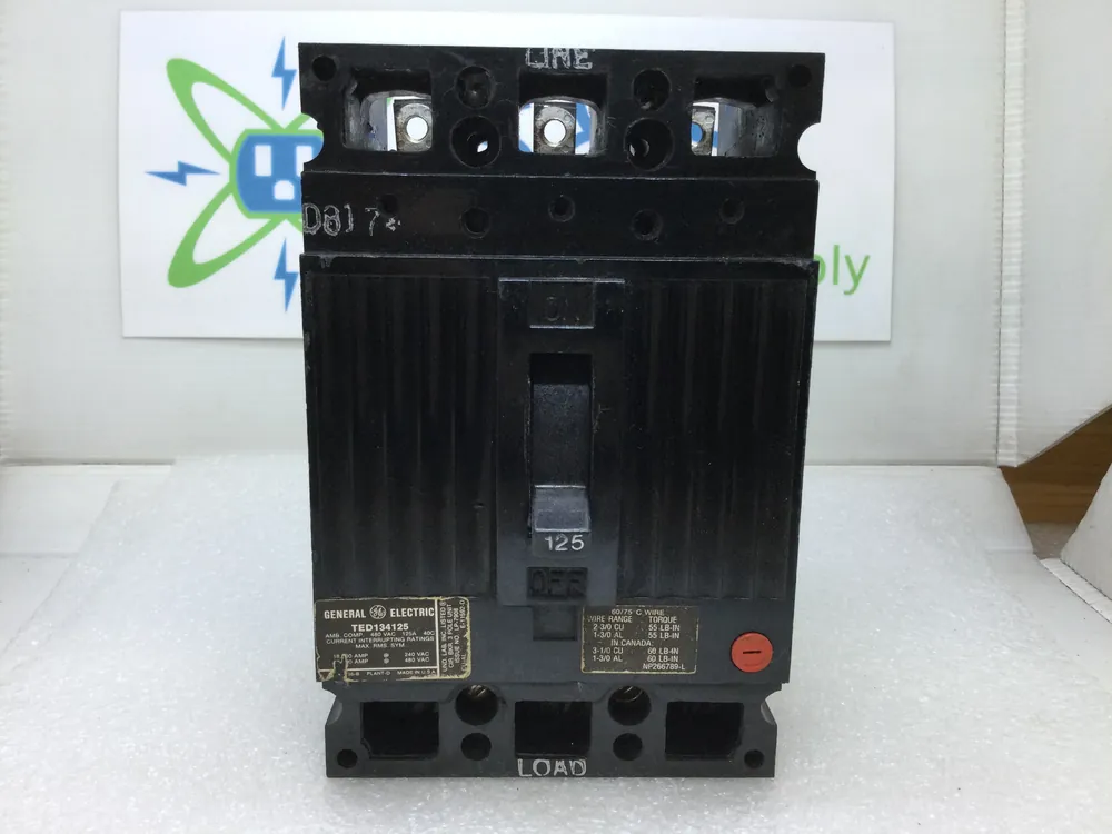 General Electric TED134125 125 Amp 3 Pole 480V Type TED Circuit Breaker Best Price