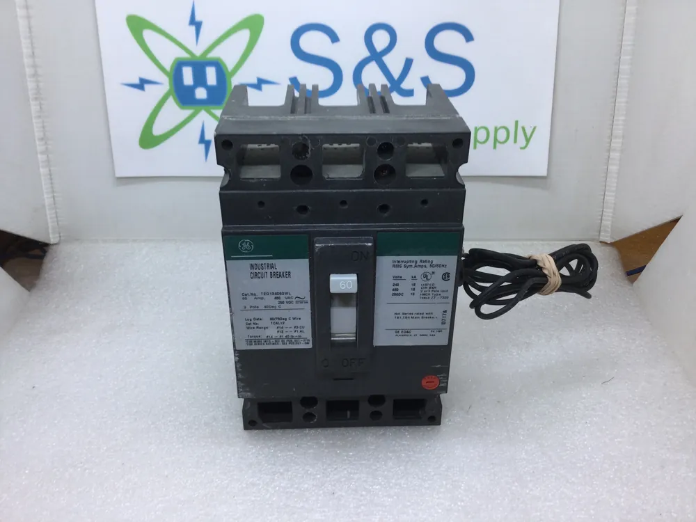 GE General Electric TED134060WL 60 Amp 3 Pole 480V Circuit Breaker w/Shunt Trip Latest