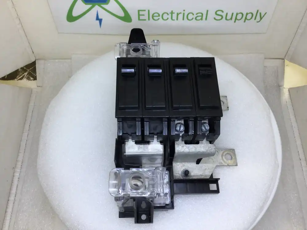 Price Cut GE THQMV200E 200 Amp 4 Pole 240V Main Breaker w/ Mounting Feet - Cosmetic Flaw