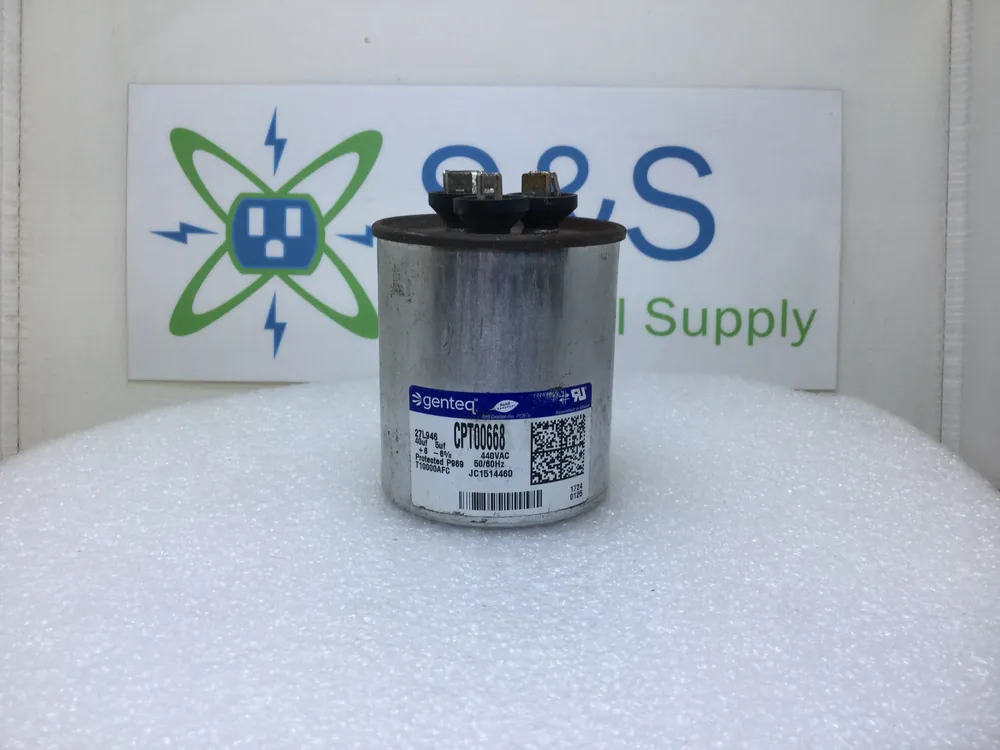 Discount Genteq CPT00668 40/5uf +/- 6% 440 VAC Round Capacitor JC1514460