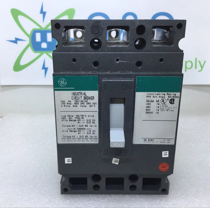 General Electric TED136100 100 Amp 3 Pole 600V Circuit Breaker w/Adjustable Trip Sale