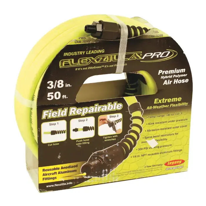 Certified LEGACY HFZP3850YW2 1/4" NPT Hose Size, 50‘ Hose Length, 300 PSI Max. Pressure Rating Air Hose