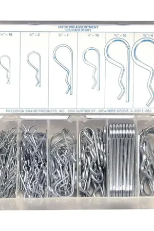 Professional Grade PRECISION BRAND 12915 1/16" 18 to 3/16" 6 Size Range, 150 Piece Hitch Pin Assortment Set