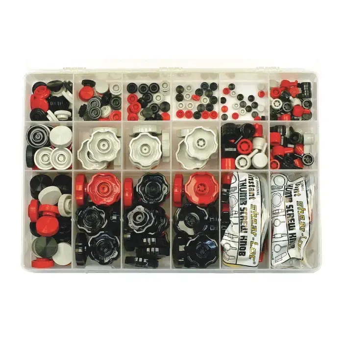 SHEAR-LOC 4 to 3/8" Thread Size, 340 Piece, Thumb Screw Knob Assortment Set Knob Assortment Direct From Factory