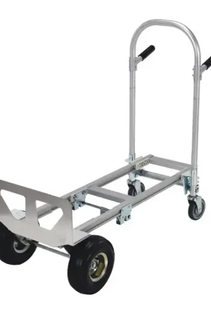 Final Sale VESTIL ALUM-CONV 500 lbs. Load Capacity, 51-1/2" Overall Height, Pneumatic Wheel/Poly-on-Steel Caster Wheel Type Hand Truck