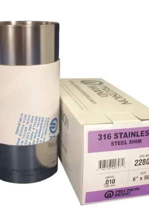 Fresh Stock PRECISION BRAND 22808 .012" Thick, 6" Width, 316 Stainless Steel Metal Shim Stock