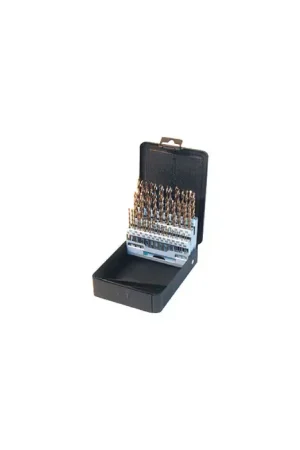 Premium PRECISION TWIST DRILL C13R10COSET 1/16" to 1/4" by 64ths 135° Bronze High Speed Steel Jobbers Length Drill Set