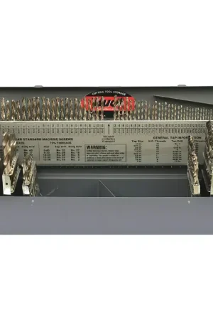 Premium DRILLCO 200B0115 1/16" to 1/2" by 64ths, 1 to 60, A to Z 118° Bright High Speed Steel Jobbers Length Drill Set