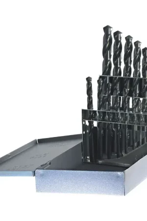 DRILLCO 400HD15 1/16" to 1/2" by 32nds 135° Black Oxide High Speed Steel Jobbers Length Drill Set Big Sale