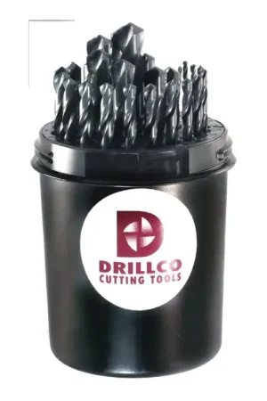 Order Now DRILLCO 200AW29 1/16" to 1/2" by 64ths 118° Black Oxide High Speed Steel Jobbers Length Drill Set