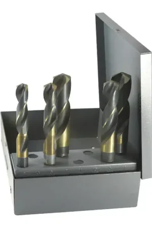 DRILLCO 1000EF5 9/16" to 1" by 8ths 135° High Speed Steel Reduced Shank Drill Set High Quality