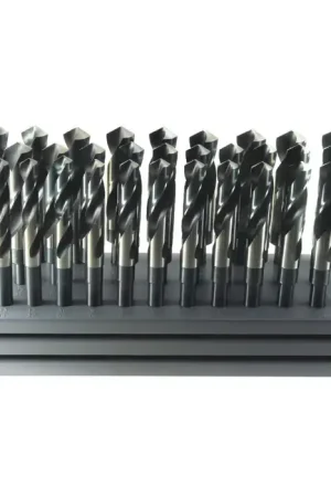 Last Chance DRILLCO 1000A32 Stand 1/2" to 1" by 64ths W/ Drills 118° High Speed Steel Reduced Shank Drill Set