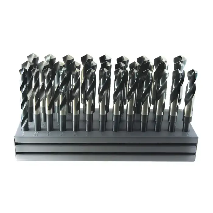 Last Chance DRILLCO 1000A32 Stand 1/2" to 1" by 64ths W/ Drills 118° High Speed Steel Reduced Shank Drill Set