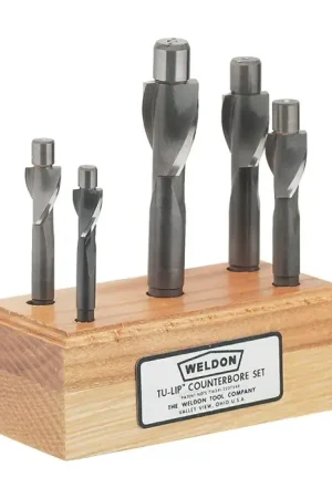 Express Delivery WELDON 99020 13/32", 1/2", 19/32", 11/16", 25/32" On Size Pilot, 5 PC. High Speed Steel Solid Integral Pilot Type Counterbore Sets
