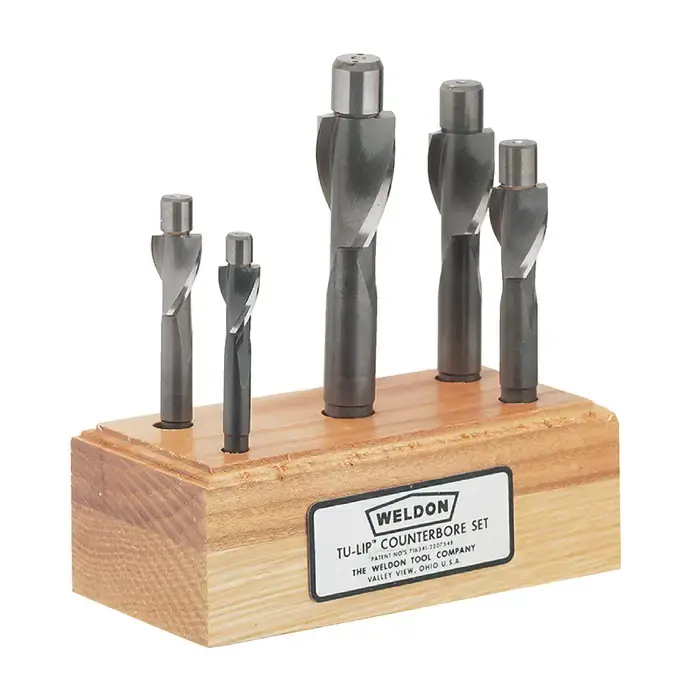 Express Delivery WELDON 99020 13/32", 1/2", 19/32", 11/16", 25/32" On Size Pilot, 5 PC. High Speed Steel Solid Integral Pilot Type Counterbore Sets