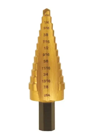 Buy Online UNIBIT 4T 12 Hole Sizes, 3/16" to 7/8" by 1/16ths Hole Diam. Step Drill