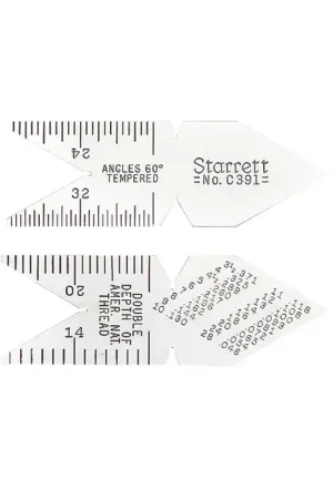 STARRETT C391 60° Center Gage Type, 14ths, 20ths, 24ths and 32nds of an inch Graduation Center Gage Budget