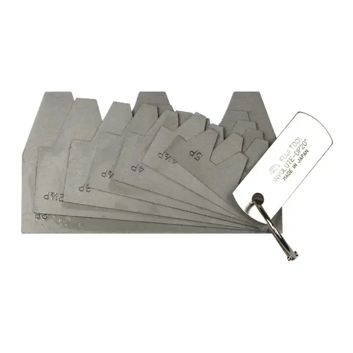FUJI TOOL DP-L20 7 No. of Leaves, 2, 2-1/2, 3, 3-1/2, 4, 4-1/2, 5 Range, 20° Angle Gear Tooth Gage While Supplies Last