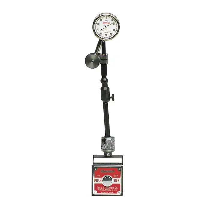 STARRETT 657C Magnetic Base & Dial Test Indicator Set Includes, .001" Graduation, 0 - .200" Range, 0-100 Reading Indicator & Holder Set Genuine