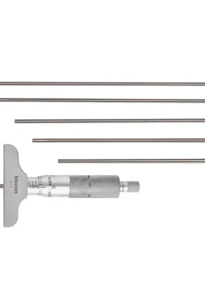 MITUTOYO 129-128 0 - 6" Range, 2.5" Base Length, 6 Rods Mechanical Depth Gage Micrometer Fan Favorite