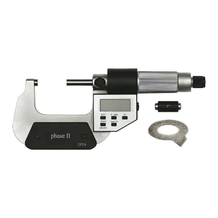 Hassle-Free Returns PHASE II 103-002 1 - 2" (25 - 50mm) Range, .0001" Graduation Flat End Spindle Outside Micrometer