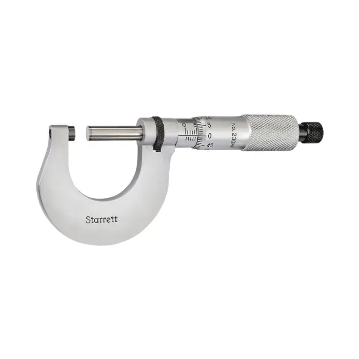 Secure Checkout STARRETT V230MXRL 0 - 25mm Range, .001mm Graduation Flat End Spindle Outside Micrometer