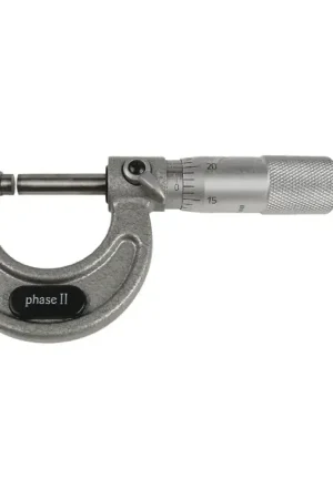 PHASE II 107-001 0 - 1" (0 - 25mm) Range, .0001" Graduation Flat End Spindle Outside Micrometer Time-Limited