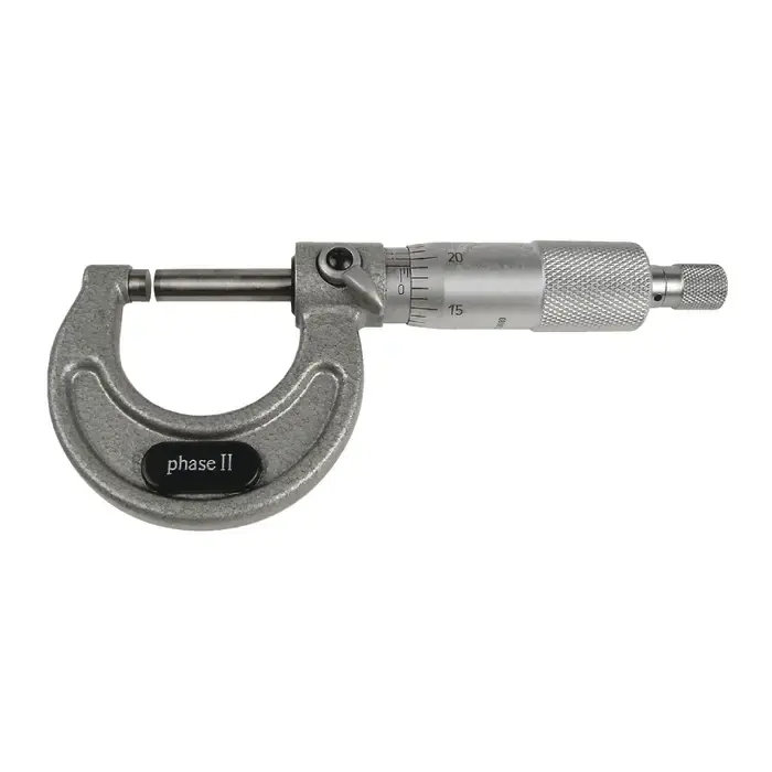 PHASE II 107-001 0 - 1" (0 - 25mm) Range, .0001" Graduation Flat End Spindle Outside Micrometer Time-Limited