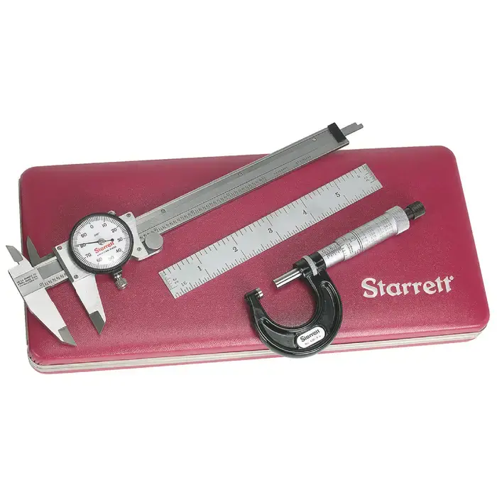 Cheap STARRETT S909Z 6" White Face Dial Caliper, 1" Micrometer & 6" Ruler Set