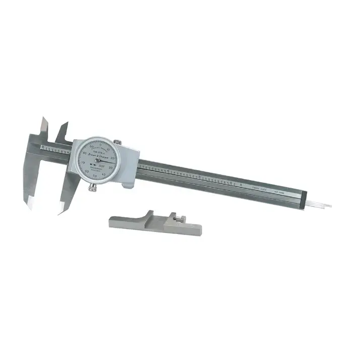 One Day Deal TESA BROWN & SHARPE PCS-96 6" White Face Dial Caliper & Depth Base Attachment Set