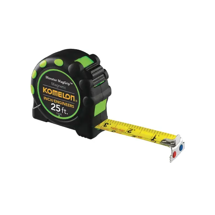 KOMELON 7125IE 25‘ x 1" Blade Size, Inch / Engineer Reads, Rubber Case, Manual Measuring Tape Cheap