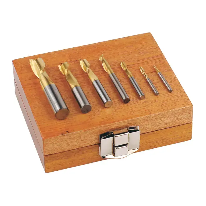 Authentic RUSHMORE USA 100478 1/16" to 1/2" Size, 2 Flute, Square End Solid Carbide End Mill Set