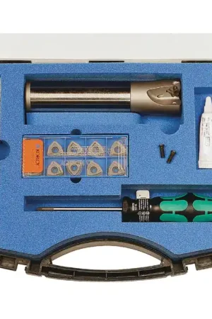 Flash Sale KORLOY 1-09-022702 - 1.500" - High Feed Indexable End Mill Set with Inserts, Right Hand