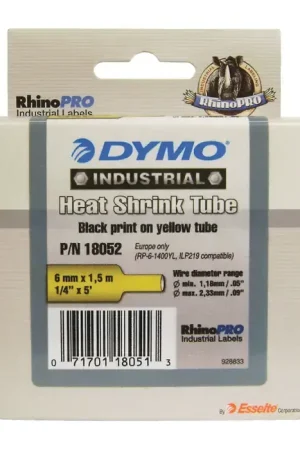 DYMO 18054 3/8" Width, 5‘ Length, Yellow Color Labeler Heat Shrink Tube Price Drop
