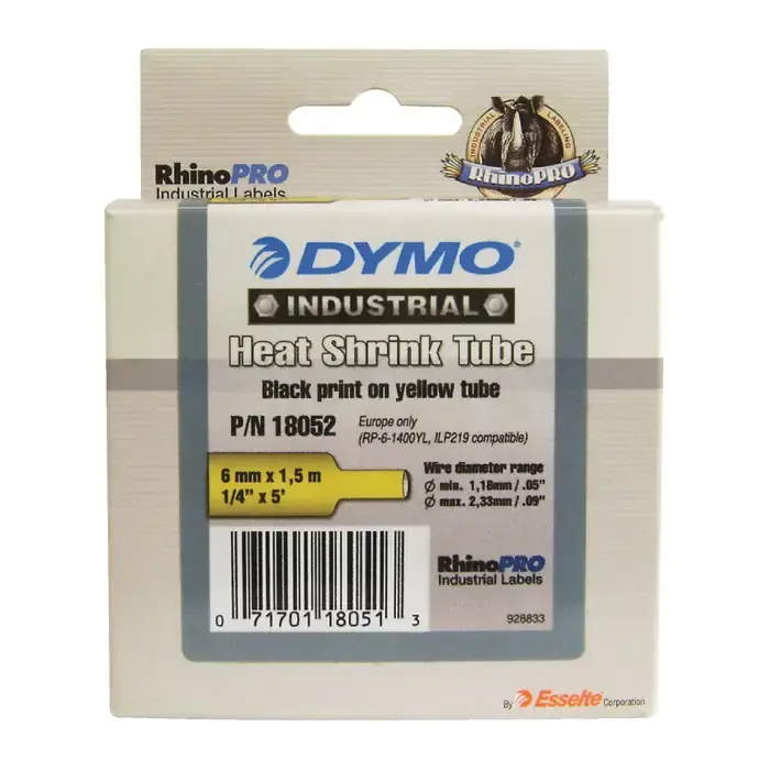 DYMO 18054 3/8" Width, 5‘ Length, Yellow Color Labeler Heat Shrink Tube Price Drop